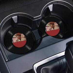 TS Red Vinyl Car Coasters